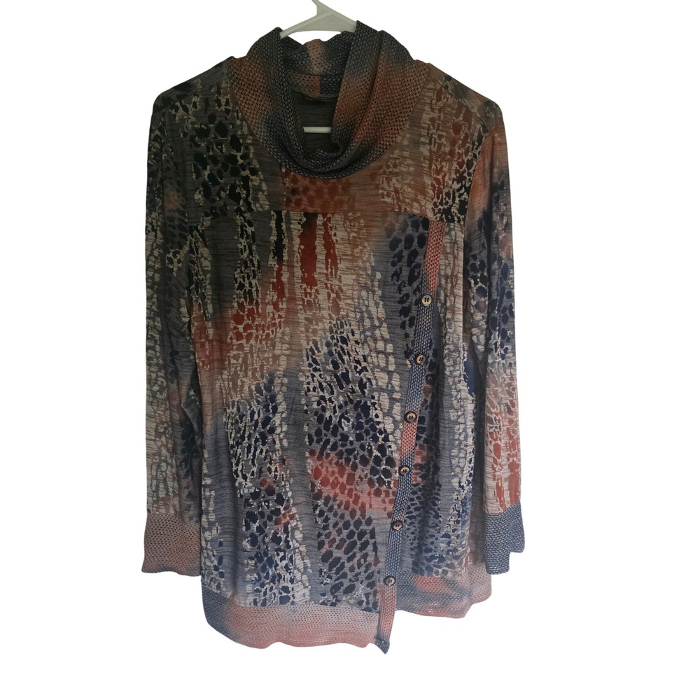 Coco + Carmen Women Mixed Animal Print Cowl Neck Lagen Look Tunic Top SM